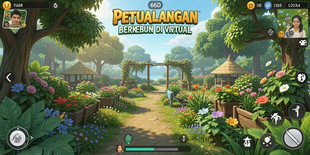 Tampilan gameplay 66D yang menawan dalam berkebun.