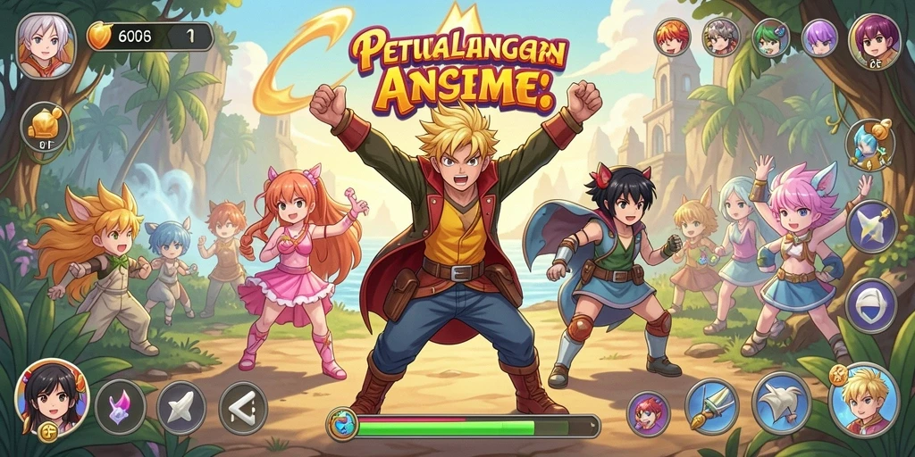 Tangkapan layar utama menunjukkan karakter Anime dalam pertarungan epik.