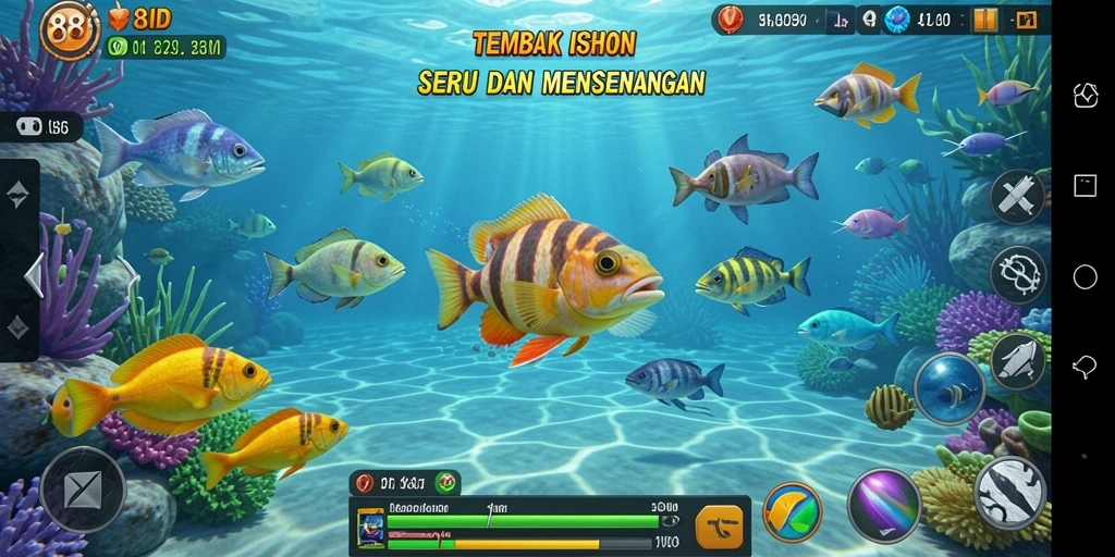 Screenshot gameplay 88ID menampilkan aksi menembak ikan yang seru.