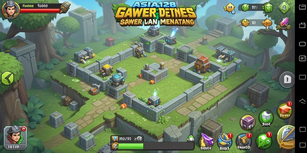 Tampilan permainan ASIA128 dalam mode Tower Defense yang mendebarkan.