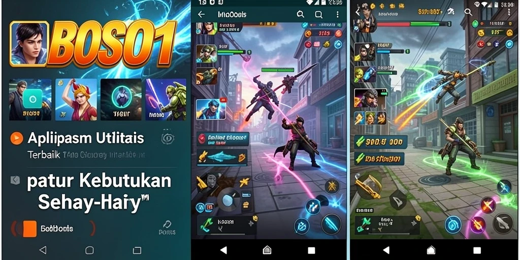 Tampilan utama BOS01 dengan berbagai fitur utilitas yang menarik.