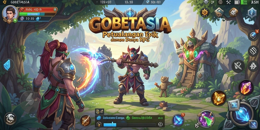 Tangkapan layar menunjukkan petualangan dalam dunia fantastis GOBETASIA.