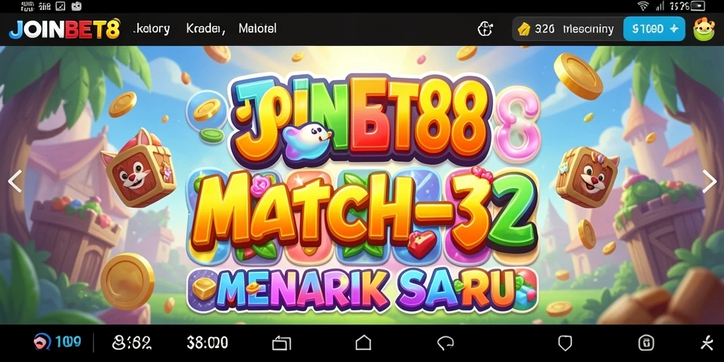 Screenshot gameplay JOINBET88 dengan elemen-elemen Match-3 yang berwarna-warni.