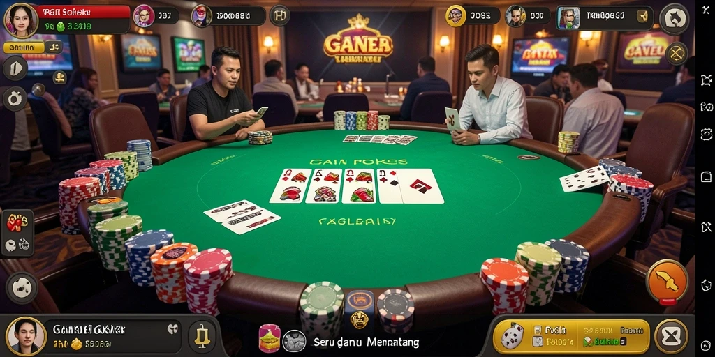 Tangkapan layar permainan PG11 menampilkan suasana poker yang seru dan kompetitif.