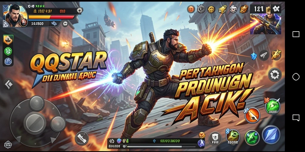 Screenshot QQSTAR menampilkan aksi seru dalam pertarungan yang intens.