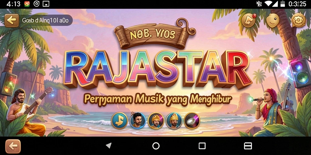 Tampilan gameplay RAJASTAR dengan alunan musik yang memukau.