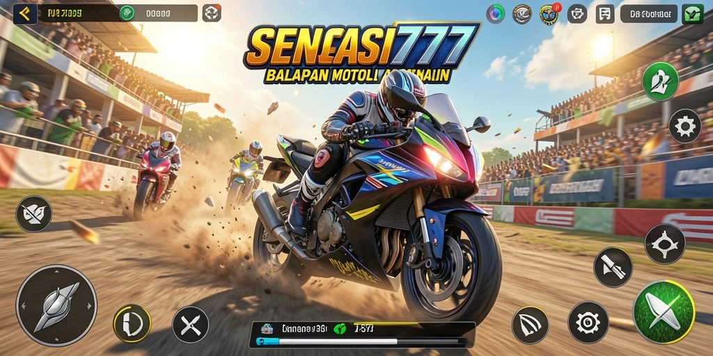 Gambaran aksi balapan motor yang menegangkan dalam SENSASI777.