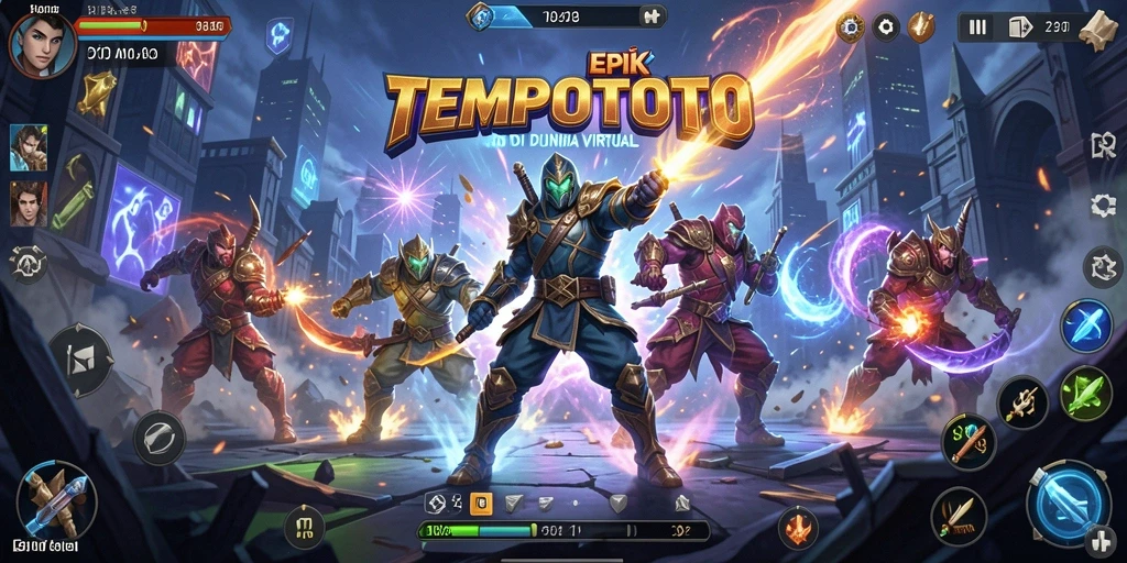Tampilan gameplay TEMPOTOTO yang menarik dan penuh aksi pertarungan.