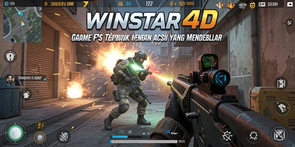 Tampilan gameplay mendebarkan dari WINSTAR4D dalam pertempuran FPS.